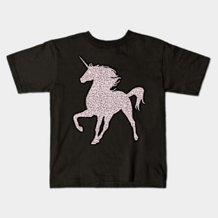 Rose Pink Faux Glitter Magical Unicorn Kids T-Shirt